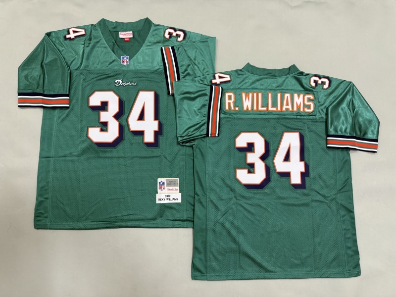Men 2025 Miami Dolphins 34 R.Williams green Throwback Limited NFL Jersey style 002